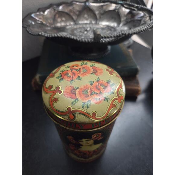 Daher Poppy Talcum Powder Tin 6" Made in England Victorian Art Nouveau Style - Picture 2 of 10